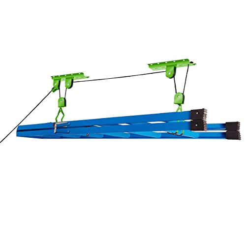 Bike Hanger Set - Set of 2 Overhead Pulley System Bike Hangers for Garage or Shed with 100lb Capacity for Bicycles or Ladders by Rad Sportz (Green) Bike Lane