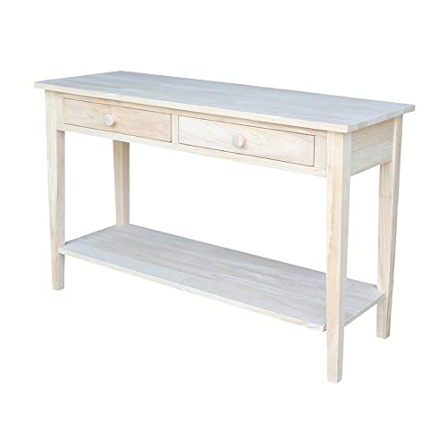 IC International Concepts Spencer Console-Server End Table, 48 in W x 17 in D x 30 in H, Unfinished - WoodArtSupply