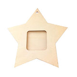 Amosfun 10pcs Wood Star Mini Photo Picture Frames Wooden Unfinished Wooden Cutouts 4th of July Decorations Amosfun