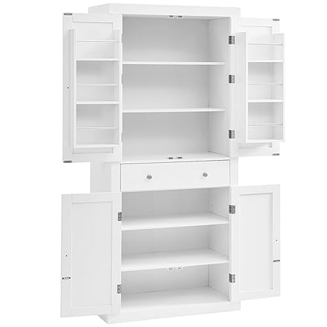 usikey 72” Kitchen Pantry Cabinet, Tall Storage Cabinet with 4 Doors and 1 Drawer, Freestanding Cupboard with 6 Hanging Shelves and Adjustable usikey