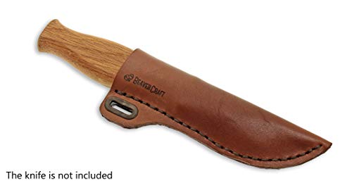 BeaverCraft Knife Leather Sheath SH1 6" x 2.4" Fixed Blade Knife Leather Sheath for Fixed Blade Knives Belt Fits up to 3.5" Blade Knives Genuine BeaverCraft