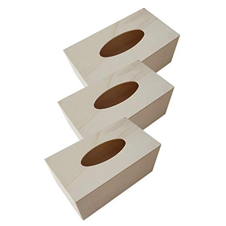 MILISTEN 3PCS Blank Tissue Box Cover DIY Tissue Boxes Wooden Napkin Box Holders Handmade Tissue Storage Boxes Unfinished Wood Box Decoration for DIY Milisten