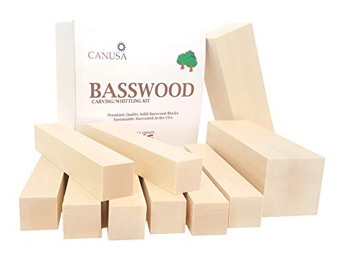 CanUsa Brand Basswood Carving Wood Blocks from Wisconsin USA. Whittling Wood Carving Wood Blocks for Carving. Contains Two Large Basswood Carving