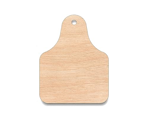 Unfinished Large Blank Wooden Tags - Cow Ear Tags, Craft Wood Tags, Hobby Wood, Wooden Cow Cutout for Crafts & Wood Painting Crafts - Unfinished Wood