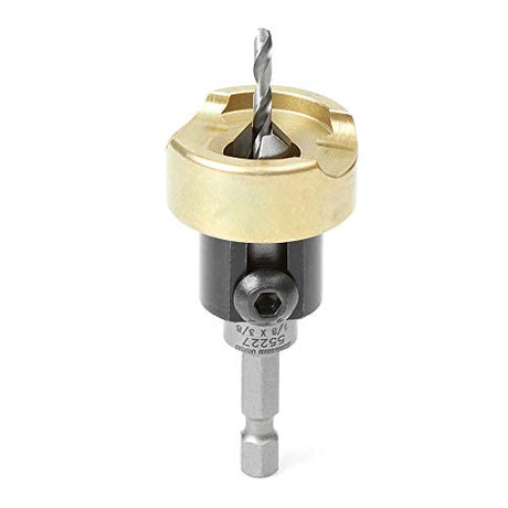 Amana Tool 55227 Carbide Tipped 82 Degree Countersink Set with Adjustable Drill Bit Depth Stop and No-Thrust Ball Bearing 3/8 Dia x 1/8 Drill Dia x Amana Tool