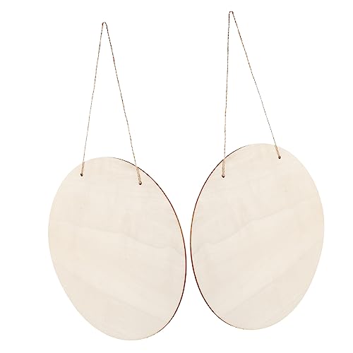 Tofficu 10 Sets DIY Door Hanging Sign Unfinished Wooden Slices Unfinished Wooden Rounds Unfinished Wood Plaque Unfinished Wood Crafts Blanks Tofficu