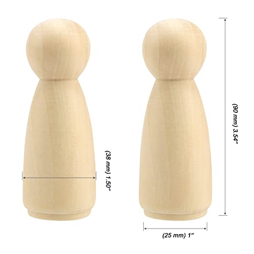 MOUYAT 30 PCS 3.5 Inch Wooden Peg Dolls, Unfinished Angel Girl Wooden Peg People Doll Bodies, Wooden People Figures for Painting, Craft Art Projects