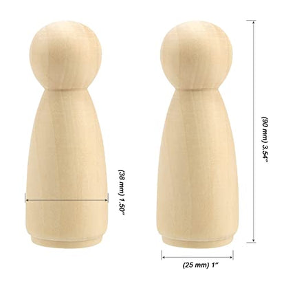 MOUYAT 30 PCS 3.5 Inch Wooden Peg Dolls, Unfinished Angel Girl Wooden Peg People Doll Bodies, Wooden People Figures for Painting, Craft Art Projects
