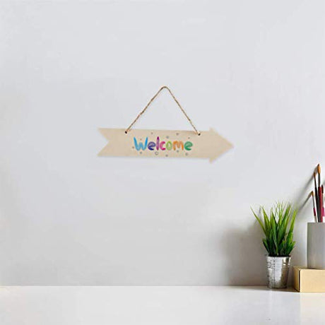 JANOU 3pcs Unfinished Wood Sign Blank Arrow Shape Hanging Wooden Plaque DIY Craft Project Wood Sign with Rope Door Wall Art Decorative, 3x11 Inch JANOU