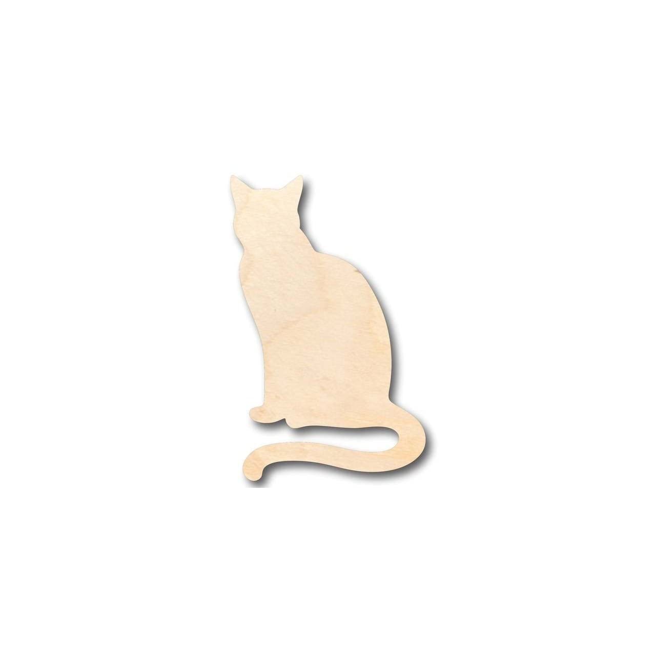 Unfinished Wood Sitting Cat Shape - Animal - Pet - Craft - up to 24" DIY 8" / 1/4" - WoodArtSupply