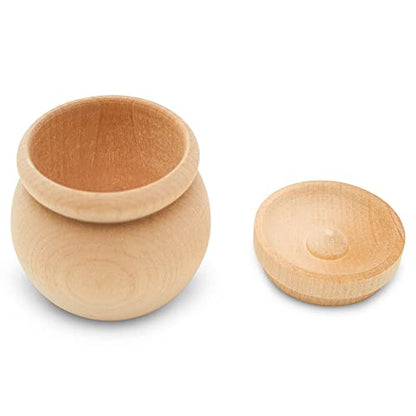 Woodpeckers Bean Pot Wood Trinket Box 2-inch x 2-1/4-inch, Pack of 3 DIY Memory Box, Craft Wood Box Unfinished to Paint for Decor - WoodArtSupply