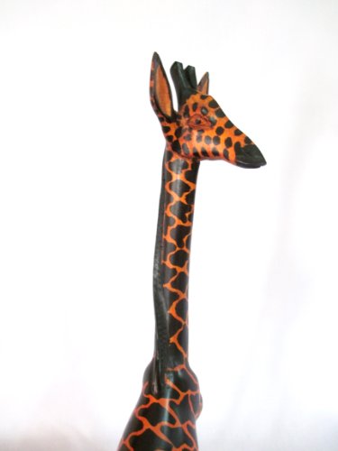 African Art 18" Hand Carved Wood Wooden Giraffe Sculpture Statue - Made in Kenya