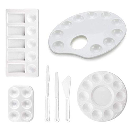 KINGART Assortment, Set of 7 Pc Plastic Palette & Painting Knife, White 7 Piece (978) KINGART