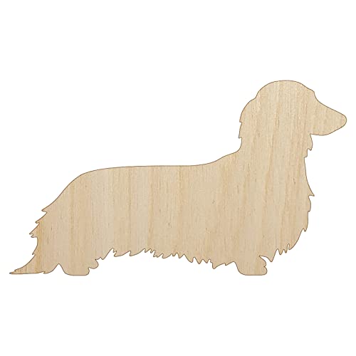 Long Haired Dachshund Dog Solid Unfinished Wood Shape Piece Cutout for DIY Craft Projects - 1/4 Inch Thick - 6.25 Inch Size - WoodArtSupply