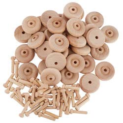 Factory Direct Craft Unfinished Wood Toy Wheels and Axle Pegs