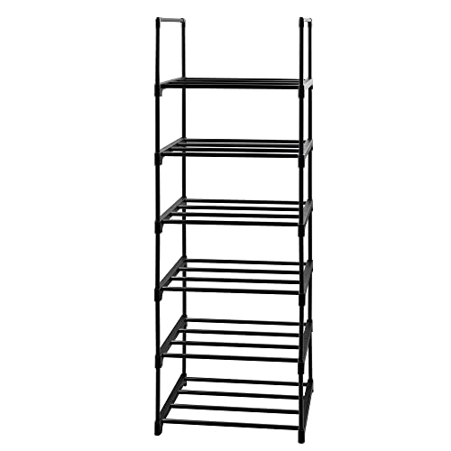 Easyhouse 6 Tier Tall Shoe Rack for Closet Entryway, Metal Sturdy Shoe Shelf Storage Organizer, Vertical Small Space Large Capacity for 12-16 Pairs - WoodArtSupply