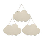 Creaides Cloud Wood Sign Cutout Wooden Cloud Shaped Sign DIY Crafts Hanging Ornament for Wreath Home Door Wall Art Decoration (7.9x5.2 In, 3 Pack) Creaides