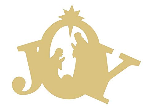 Word Joy Cutout Unfinished Wood Christmas Holiday Seasonal Door Hanger MDF Shape Canvas Style 3 (6") Diverse Woodworking