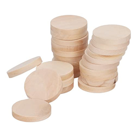 50Pcs Wood Slices 30mm/1.2inch Unfinished Round Wooden Discs Wooden Circle Wooden Tag Wood Blank for Painting Coloring DIY HERCHR
