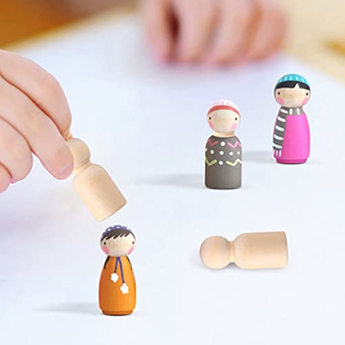 Gadpiparty 30pcs Unfinished Wood Peg Dolls Small Wooden Sculpture DIY Painting Wooden Ornament Craft Children Toys for New Year Festival Decorations Gadpiparty