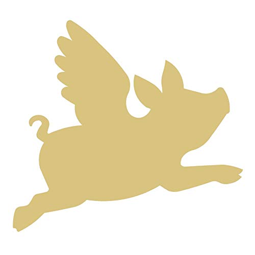 Flying Pig Cutout Unfinished Wood Farm Kids Room Party MDF Shape Canvas Style 1 (6") Diverse Woodworking