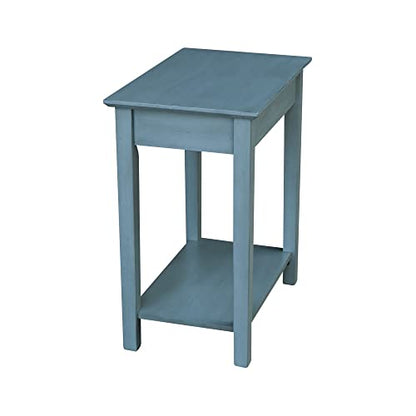 IC International Concepts International Concepts Narrow End Table, Ocean Blue - Antique Rubbed - WoodArtSupply