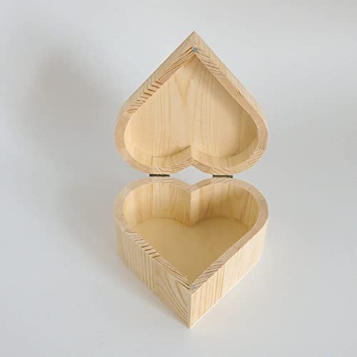 1 Pack Wooden Heart Shaped Gift Boxes Jewelry Trinkets Beads Hair Accessories Paper Clips Storage Container