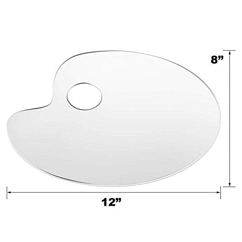 2 Pack of Clear Paint Palettes for Acrylic Painting, 12x8 French Style Oval Plexiglass Transparent Art Paint Pallet Holder Tray for Artist Painter Performore