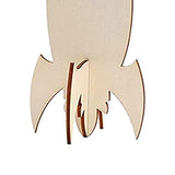 Aosekaa 12x Unfinished Wooden Cutouts Unpainted Wooden Paint Crafts Wood Pieces Rockets Wood Shapes for Outer Space, Painting, DIY, Drawing Signs Aosekaa