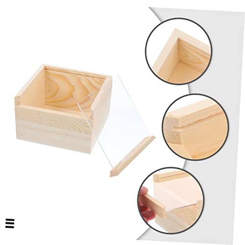 ABOOFAN 5pcs Box Storage Wooden Box Arts and Crafts for Adults Clear Keepsake Boxes with Lids Jewelry Gift Boxes for Earrings Unfinished Wooden Crate ABOOFAN