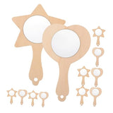 MAGICLULU 12pcs DIY Wooden Mold Unfinished Mirror Craft Mini Star Mirror Travel Mirror Compact Heart Hand Mirror Mini Wooden Mirror Wood Hand Mirror MAGICLULU