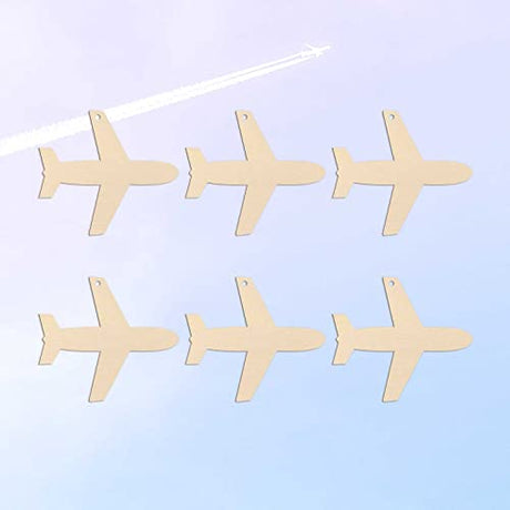20pcs Airplane Shape Unfinished Wood Cutouts DIY Crafts Plane Wooden Ornaments for Wedding Birthday Baby Shower Party Decoration JANOU