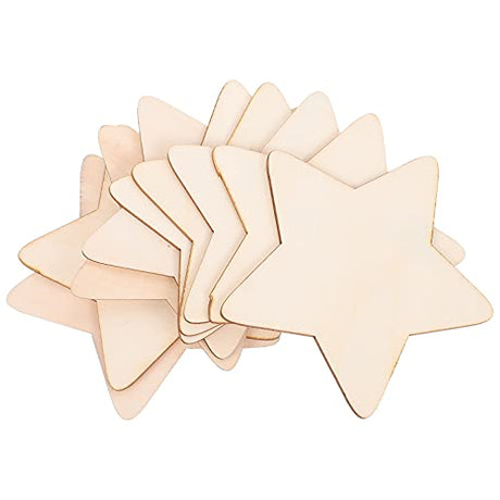 VOSAREA 50pcs DIY Wood Chips unpainted Ornaments Paper Hearts DIY Wood Slices Star Gift Tags Unfinished Wood Stars Graffiti Wood Chipwooden Stars VOSAREA