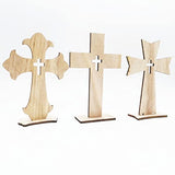 TEHAUX 30pcs Cross Wood Mini Wood Crosses Wooden Cross Shapes Blank Cross Cutouts Catholic Cross Ornament Wood clinging Cross Table top Decor TEHAUX