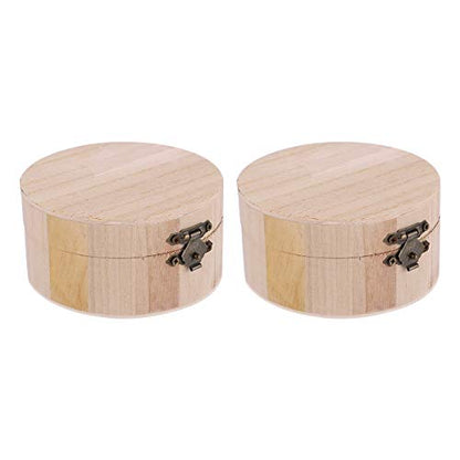 Earring Organizer 2PCS Unfinished Wooden Ring Box DIY Jewelry Organizer Wood Box with Hinged Lid Front Clasp Small Trinket Box Container for Home