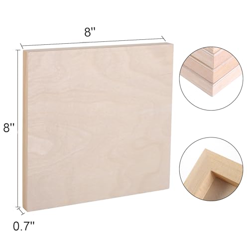 Yarlung 10 Pack Unfinished Wood Panels, 8 x 8 Inches Birch Wooden Cradled Painting Panel Canvas Boards for Watercolor, Arts and DIY Crafts, Easel yarlung