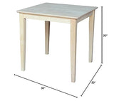 International Concepts Square Solid Wood Top Table with Shaker Legs, 30-Inch IC International Concepts