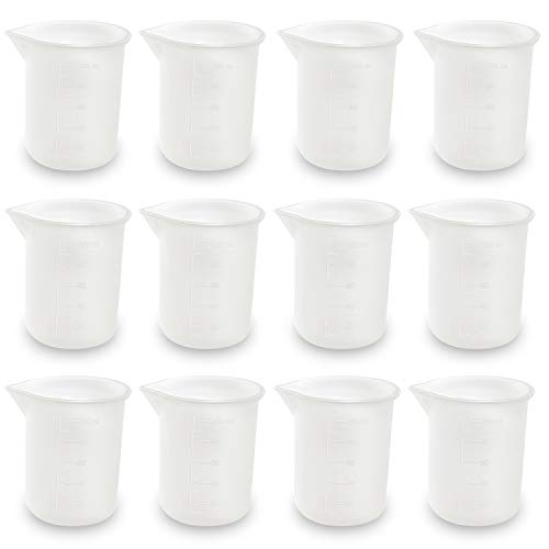 Coopay 12 PCS 100 ml Silicone Measuring Cups for Resin Non-Stick Mixing Cups Glue Tools, Precise Scale for for Resin DIY Craft Jewelry Making Coopay