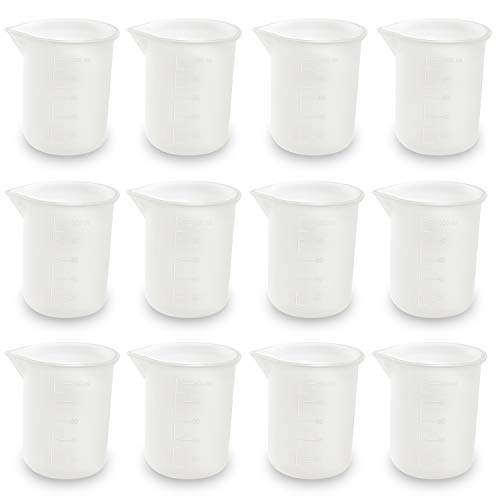 Coopay 12 PCS 100 ml Silicone Measuring Cups for Resin Non-Stick Mixing Cups Glue Tools, Precise Scale for for Resin DIY Craft Jewelry Making - WoodArtSupply