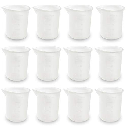 Coopay 12 PCS 100 ml Silicone Measuring Cups for Resin Non-Stick Mixing Cups Glue Tools, Precise Scale for for Resin DIY Craft Jewelry Making - WoodArtSupply