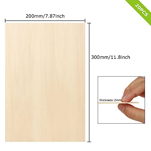 CYEAH 12 Pcs 12 x 8 Inch Basswood Sheets 1/16, 1.5mm Thin Plywood Sheets Unfinished Wood Sheets Basswood Sheet for Laser Cutting Crafts DIY Wooden - WoodArtSupply