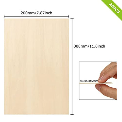 CYEAH 12 Pcs 12 x 8 Inch Basswood Sheets 1/16, 1.5mm Thin Plywood Sheets Unfinished Wood Sheets Basswood Sheet for Laser Cutting Crafts DIY Wooden - WoodArtSupply