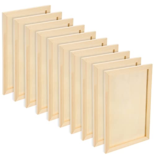 Wood Canvas Boards Unfinished Wooden Panel Boards Wood Paint Pouring Panels for Painting Drawing Home Decor (10 Pieces,12 x 8 x 0.4 Inches)