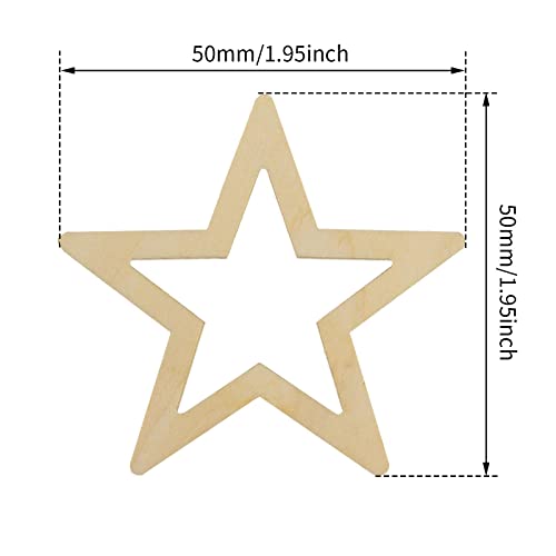 Jili Online 25 Pieces Hollow Star Shape Unfinished Wooden Embellishment Pieces for Scrapbook Craft 50mm Jili Online