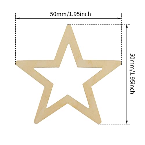 Jili Online 25 Pieces Hollow Star Shape Unfinished Wooden Embellishment Pieces for Scrapbook Craft 50mm