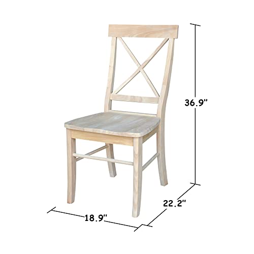 International Concepts Pair of X-Back Dining Chairs, Unfinished Wood IC International Concepts