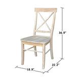 International Concepts Pair of X-Back Dining Chairs, Unfinished Wood IC International Concepts