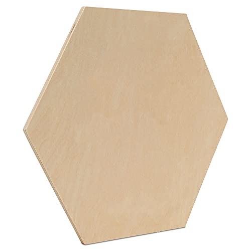 Unfinished Wooden Hexagon Blanks 12-inch, Pack of 2 Hexagon Cutouts for Craft Wood Shapes and Honeycomb Decoration, by Woodpeckers
