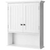 Tangkula Bathroom Wall Cabinet, Wooden Hanging Storage Cabinet with Doors & Shelves, Multipurpose Storage Cabinet for Bathroom Kitchen Living Room, Tangkula