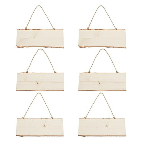 OLYCRAFT 6pcs Wood Hanging Signs Unfinished Hanging Wood Plaques Rectangle Wooden Blanks Wood Sign Wooden Slices Banners with Ropes for DIY Painting OLYCRAFT